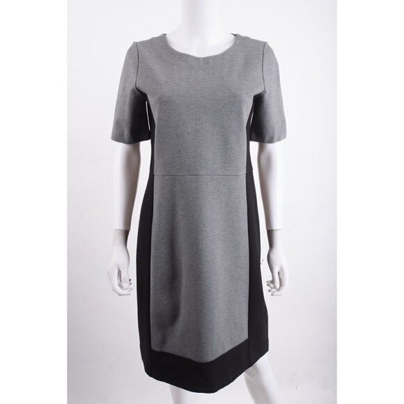 J.Crew Womens Sheath Dress Sz 8 Gray Black Short sleeve Knee Length Stretch - Picture 1 of 6